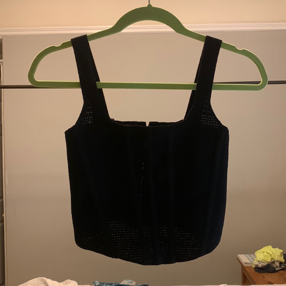 Black Knit Corset with hook closure detail Zara Size S
